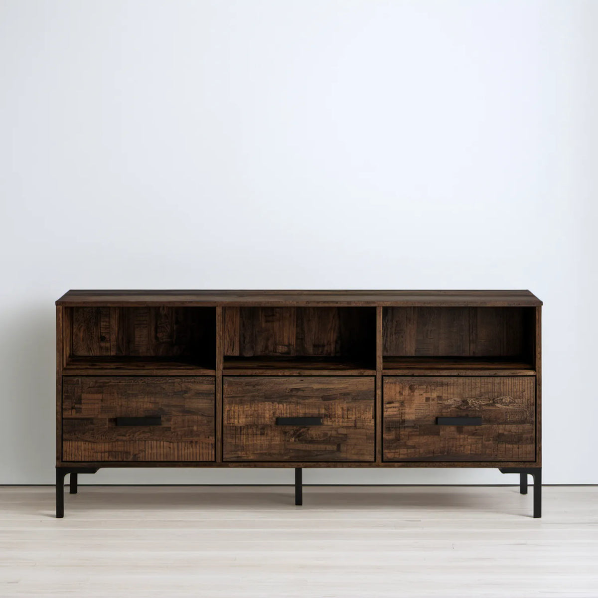 Brązowa szafka RTV z litego drewna mango i stali, 180 x 40 x 60 cm