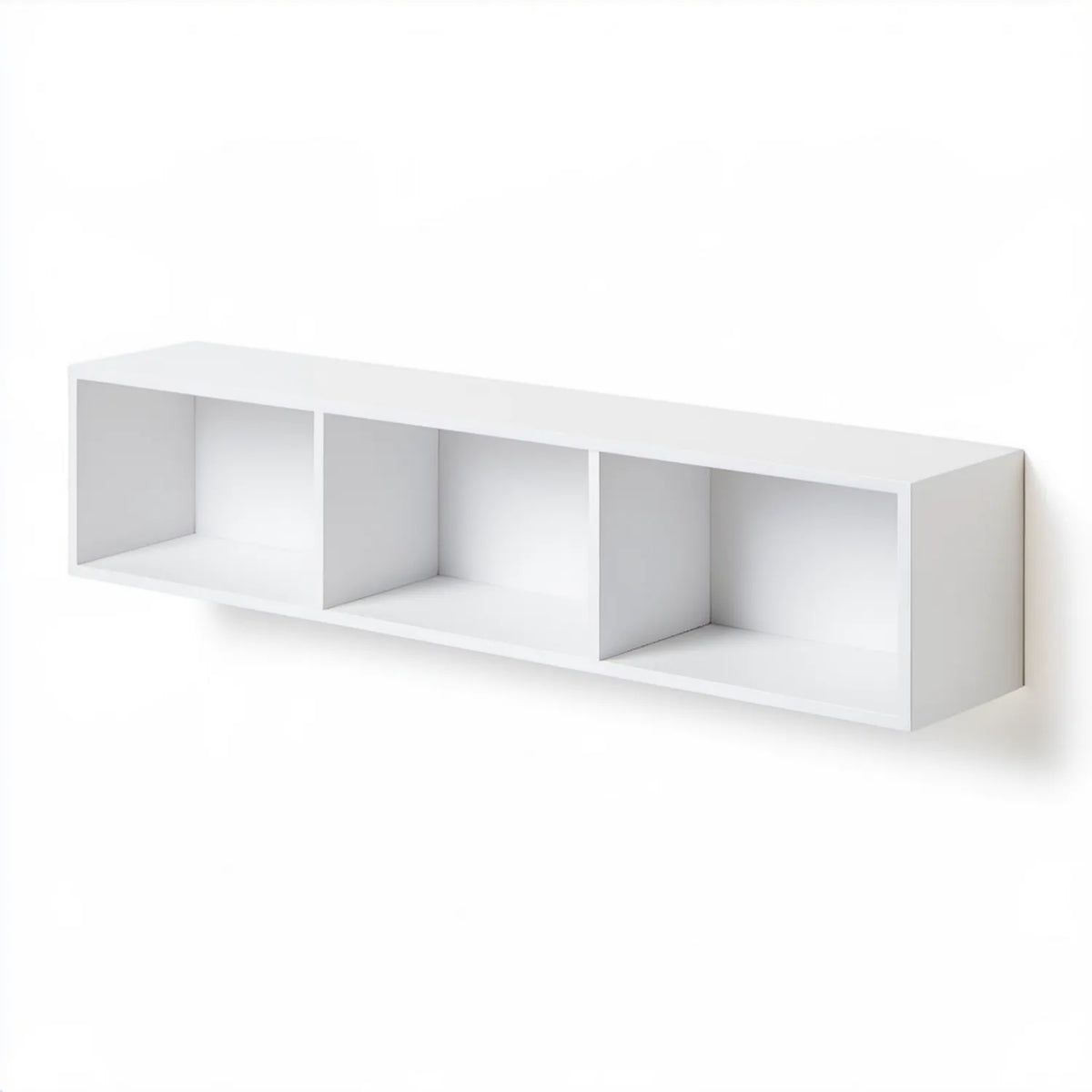 Biała szafka RTV z 3 otwartymi komorami 120 x 30 x 30 cm